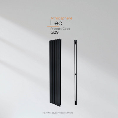 Warmhaus LEO Flat profile double panel vertical radiator in anthracite 1600 (h) x 218 (w)