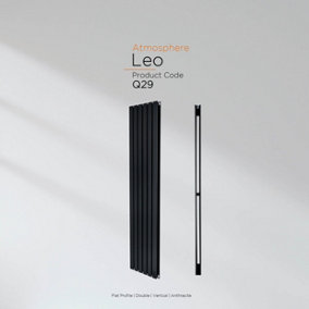 Warmhaus LEO Flat profile double panel vertical radiator in anthracite 1600 (h) x 440 (w)