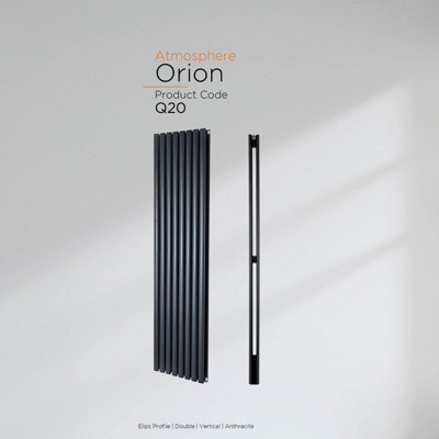 Warmhaus Orion Elips profile double panel vertical radiator in anthracite 1800 (h) x 236 (w)