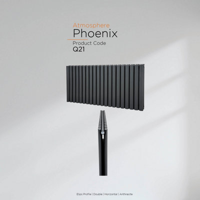 Warmhaus Phoenix Elips profile double panel horizontal radiator in anthracite 500 (h) x 826 (w)