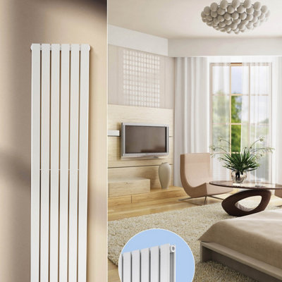 Warmhaus PISCES Flat profile double panel vertical radiator in white 1600 (h) x 218 (w)