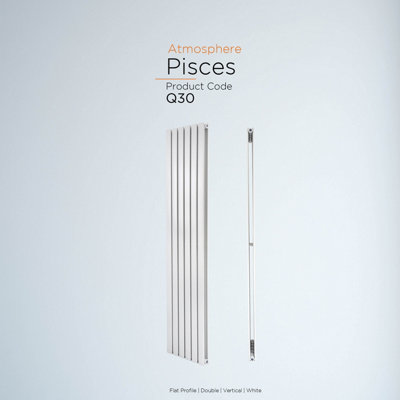 Warmhaus PISCES Flat profile double panel vertical radiator in white 1600 (h) x 292 (w)