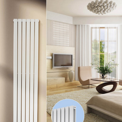 Warmhaus PISCES Flat profile double panel vertical radiator in white 1600 (h) x 440 (w) Price Comparisons | Compare The Build