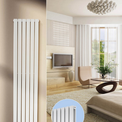 Warmhaus PISCES Flat profile double panel vertical radiator in white 1800 (h) x 366 (w)