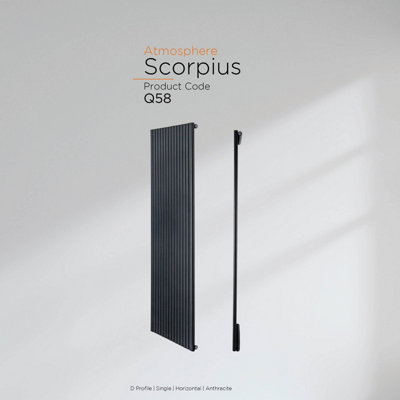 Warmhaus Scorpius D profile single panel vertical radiator in anthracite 1800 (h) x 300 (w)