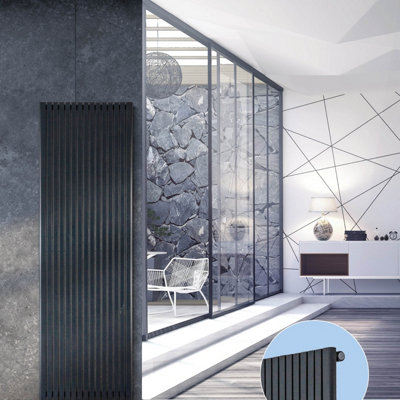 Warmhaus Scorpius D profile single panel vertical radiator in anthracite 1800 (h) x 405 (w) Price Comparisons | Compare The Build