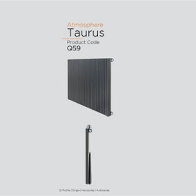 Warmhaus Taurus D profile single panel horizontal radiator in anthracite 600 (h) x 1000 (w)