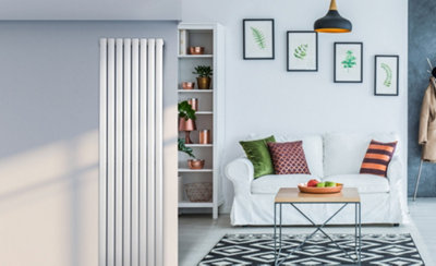 Warmhaus Virgo Elips profile single panel vertical radiator in white 1800 (h) x 354 (w)