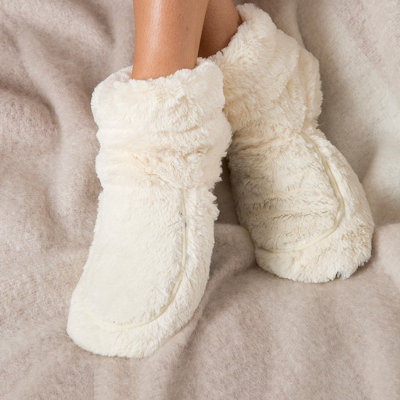 Warmies Microwaveable Slipper Boots In Cream