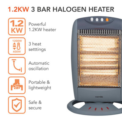 Warmlite WL42005 1200w Grey Halogen Heater