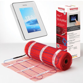 Warmup 1m² Electric Underfloor Heating Sticky Mat & 6iE WiFi Smart Thermostat - Bright Porcelain