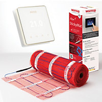 Warmup 1m² Electric Underfloor Heating Sticky Mat & Element WiFi Thermostat - Rose Gold