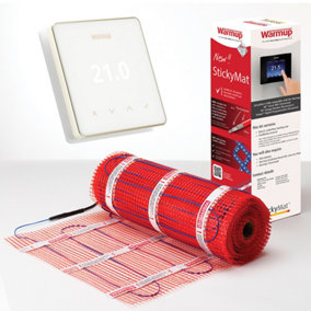Warmup 1m² Electric Underfloor Heating Sticky Mat & Element WiFi Thermostat - Rose Gold