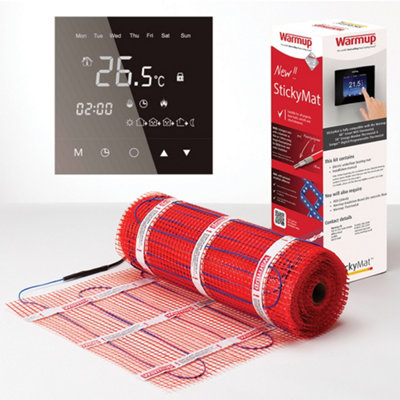 Warmup 2m² Electric Underfloor Heating Sticky Mat & SunStone Black ...