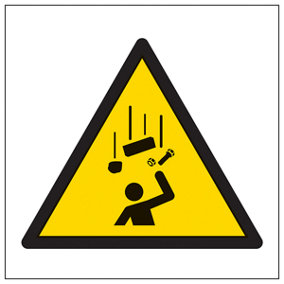 Warning Falling Objects Logo Safety Sign Rigid Plastic 200x200mm (x3)