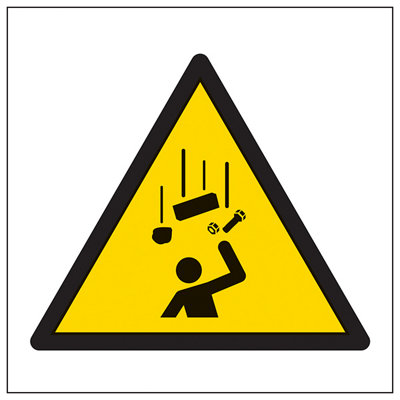 Warning Falling Objects Logo Safety Sign Rigid Plastic 400x400mm (x3)
