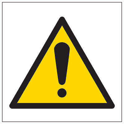 Warning Logo Safety Sign Hazards & Risks Adhesive Vinyl 100x100mm (x3)