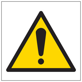 Warning Logo Safety Sign Hazards & Risks Adhesive Vinyl 100x100mm (x3)