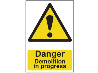 Warning Sign: Demolition Hazard - Durable PVC 400 x 600mm