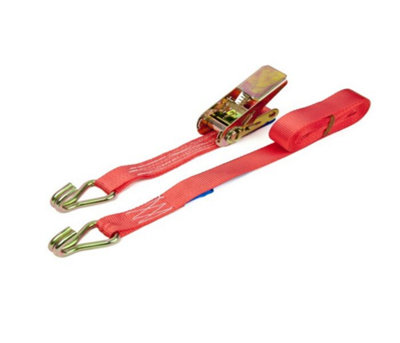 Warrior J Hook Ratchet Strap Heavy Duty 25mm x 5m Pair 1000KG Weight