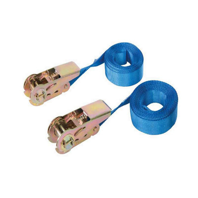 Warrior J Hook Ratchet Strap Heavy Duty 35mm x 6m Pair 2000KG Weight