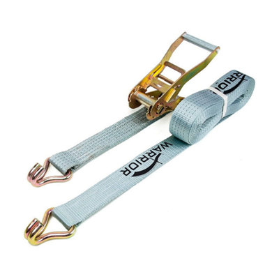 Warrior J Hook Ratchet Strap Heavy Duty 50mm x 10m Pair 5000KG Weight