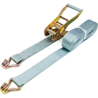 Warrior J Hook Ratchet Strap Heavy Duty 50mm x 2m Pair 5000KG Weight