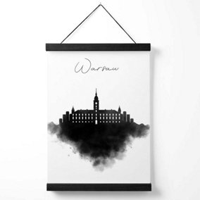 Warsaw Watercolour Skyline City Medium Poster with Black Hanger