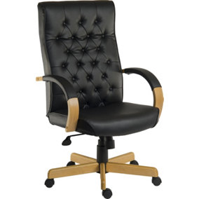 Warwick Bonded Leather Faced Reclining Executive Office Swivel Chair Black