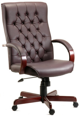 Warwick Bonded Leather Faced  Reclining Executive Office Swivel Chair Burgundy