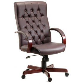 Warwick Bonded Leather Faced  Reclining Executive Office Swivel Chair Burgundy