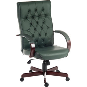 Warwick Bonded Leather Faced Reclining Executive Office Swivel Chair Green