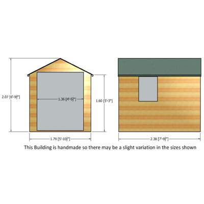 Warwick Double Doors Tongue and Groove Garden Shed Workshop Approx 8 x 6 Feet - 6