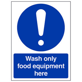 Wash Only Food Equipment Here Catering Sign - Adhesive Vinyl - 200x300mm (x3)