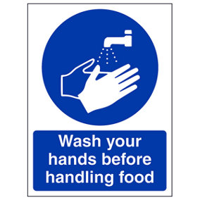 Wash Your Hands Before Handling Food Catering Sign - Rigid Plastic - 150x200mm (x3)