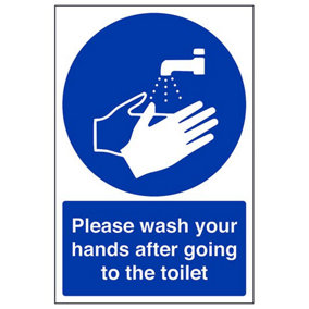 Wash Your Hands Toilet Safety Sign - Adhesive Vinyl - 200x300mm (x3)