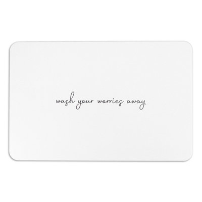 Wash Your Worries Away White Stone Non Slip Bath Mat