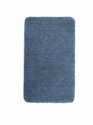 Washable Blue Thick Shaggy Rug, Easy to Clean Rug, Plain Rug, Modern Rug for Living Room, & Dining Room-60cm X 100cm