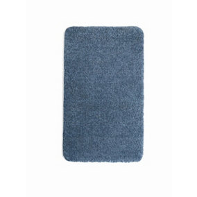 Washable Blue Thick Shaggy Rug, Easy to Clean Rug, Plain Rug, Modern Rug for Living Room, & Dining Room-60cm X 100cm