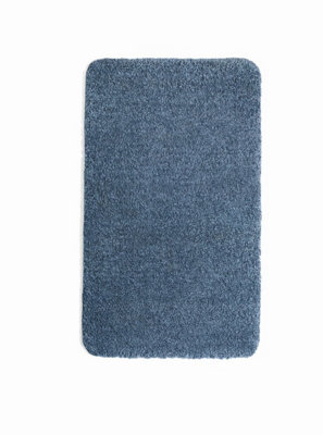 Washable Blue Thick Shaggy Rug, Easy to Clean Rug, Plain Rug, Modern Rug for Living Room, & Dining Room-80cm X 120cm