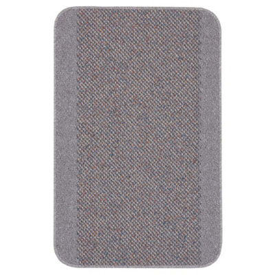 Washable Designer Rugs & Mats Bordered Design in Silver Grey  110G