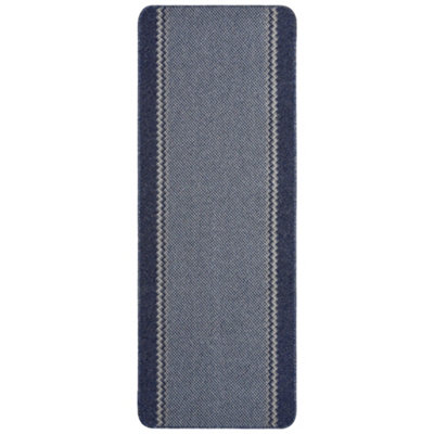 Washable Designer Rugs & Mats Lined Bordered Design in Blue   116Blu