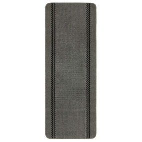 Washable Designer Rugs & Mats Lined Bordered Design in Dark Grey   116D
