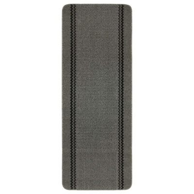 Washable Designer Rugs & Mats Lined Bordered Design in Dark Grey   116D