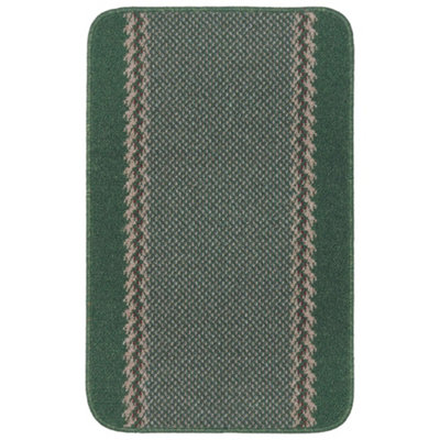 Washable Designer Rugs & Mats Lined Bordered Design in Green   116Gr