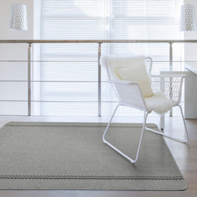 Washable Designer Rugs & Mats Lined Bordered Design in Grey 116G