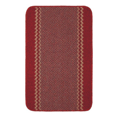 Washable Designer Rugs & Mats Lined Bordered Design in Red  116R