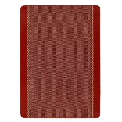 Washable Designer Rugs & Mats Lined Bordered Design in Red 116R