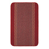 Washable Designer Rugs & Mats Lined Bordered Design in Red  116R