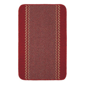 Washable Designer Rugs & Mats Lined Bordered Design in Red  116R